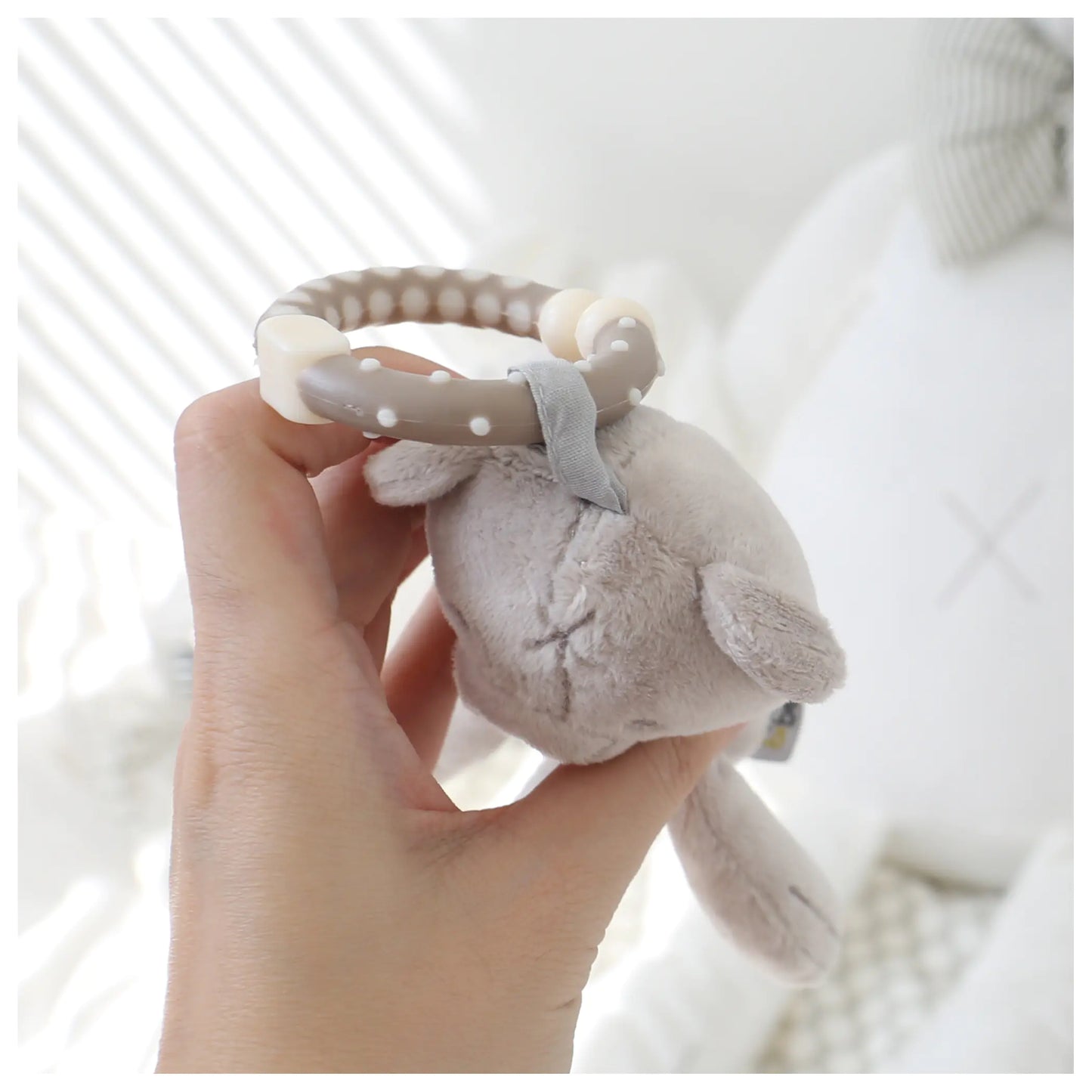 Baby Stroller Toy Plush Rabbit Bear with Rattle