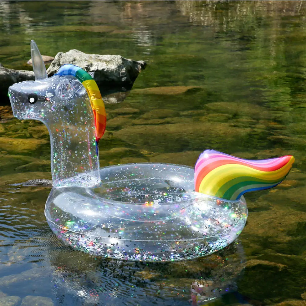 Transparent Unicorn Swim Ring with Wings