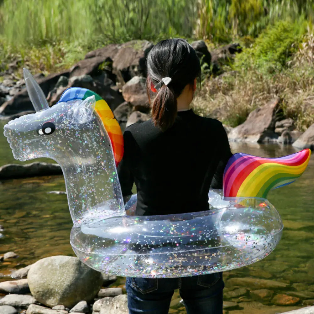 Transparent Unicorn Swim Ring with Wings