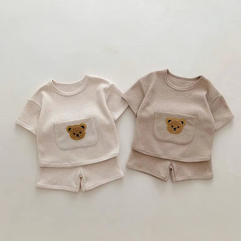 Waffle Bear Tee and Shorts Clothing Set