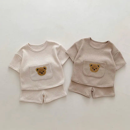 Waffle Bear Tee and Shorts Clothing Set
