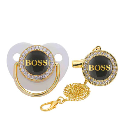 Luxury Alphabet Printed Silicone Baby Pacifier with Clip