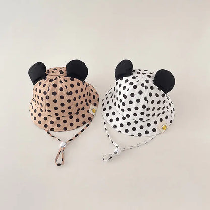 Cute Cartoon Dot Print Baby Bucket Hat for Summer