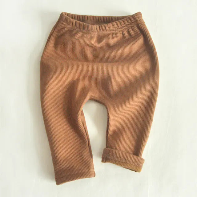 Thick Warm Velvet High Waist Pants for Baby Girls