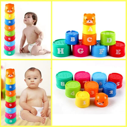 Rainbow Stacking Cups Educational Toy for Babies 1-3 Years
