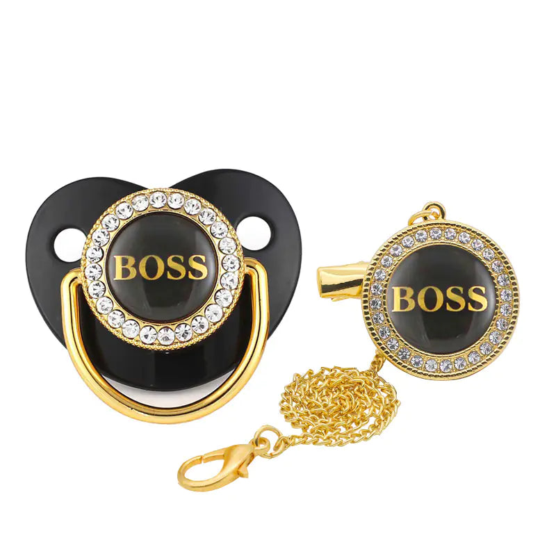 Luxury Alphabet Printed Silicone Baby Pacifier with Clip