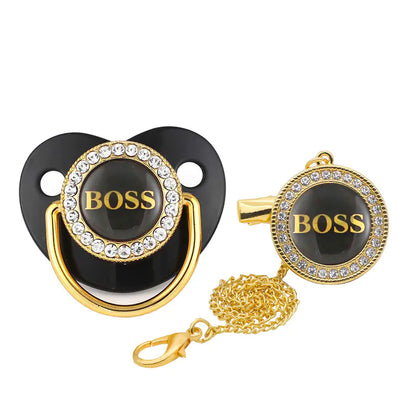 Luxury Alphabet Printed Silicone Baby Pacifier with Clip