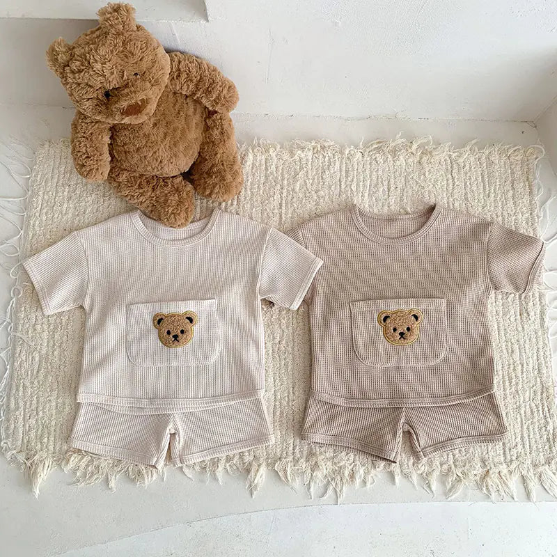 Waffle Bear Tee and Shorts Clothing Set
