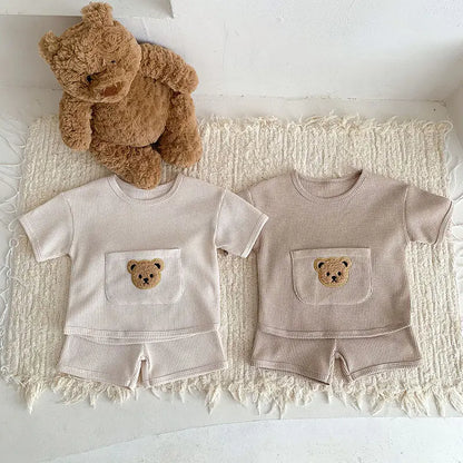 Waffle Bear Tee and Shorts Clothing Set