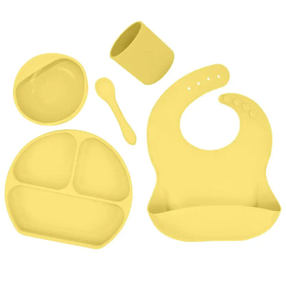 Silicone Suction Bowl and Bib Set for Kids' Meals