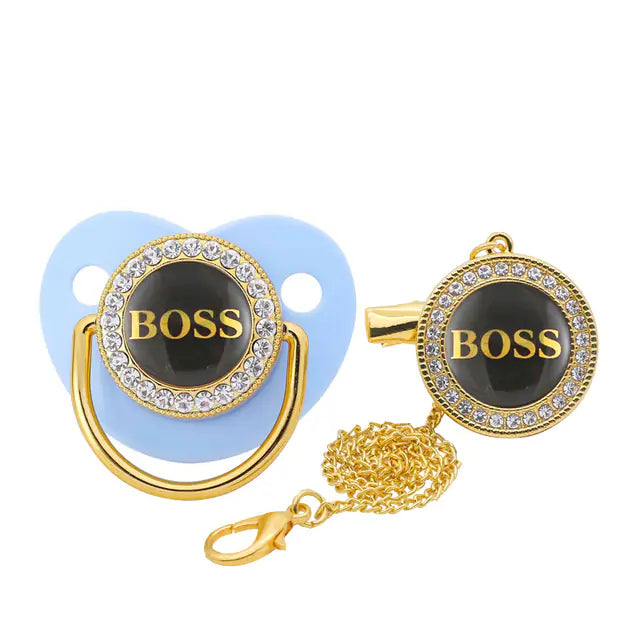 Luxury Alphabet Printed Silicone Baby Pacifier with Clip