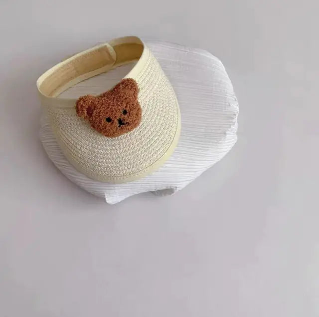 Cute Bear Summer Sun Hats for Kids (Unisex, Collapsible)