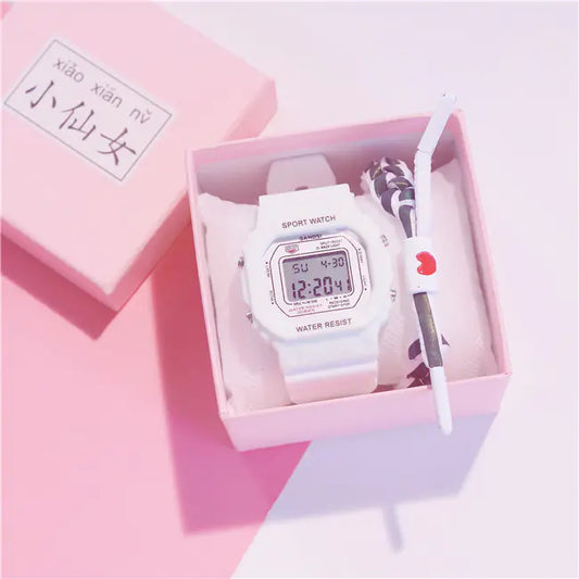 Pink Waterproof Electronic Watch