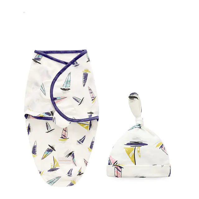 Newborn Cotton Swaddle Wrap with Hat