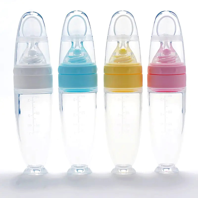 Silicone Squeeze Bottle for Baby Training Spoon