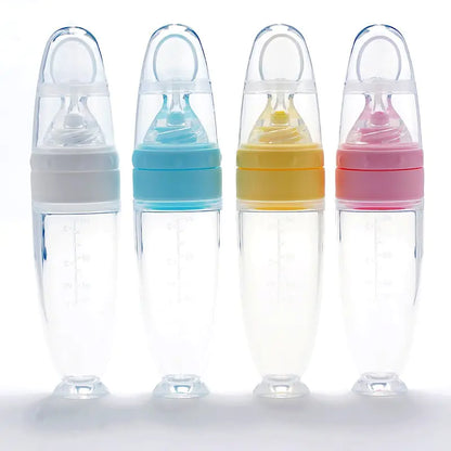 Silicone Squeeze Bottle for Baby Training Spoon