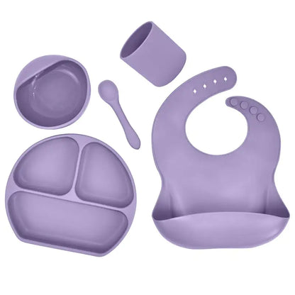 Silicone Suction Bowl and Bib Set for Kids' Meals