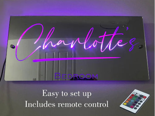 Baby Nursery 12-Color LED Name Lighted Mirror