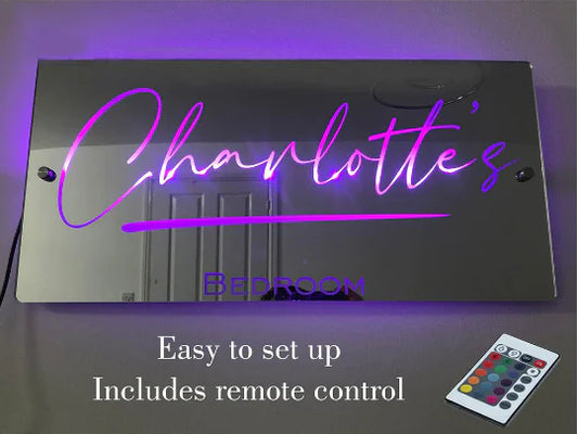 Baby Nursery 12-Color LED Name Lighted Mirror