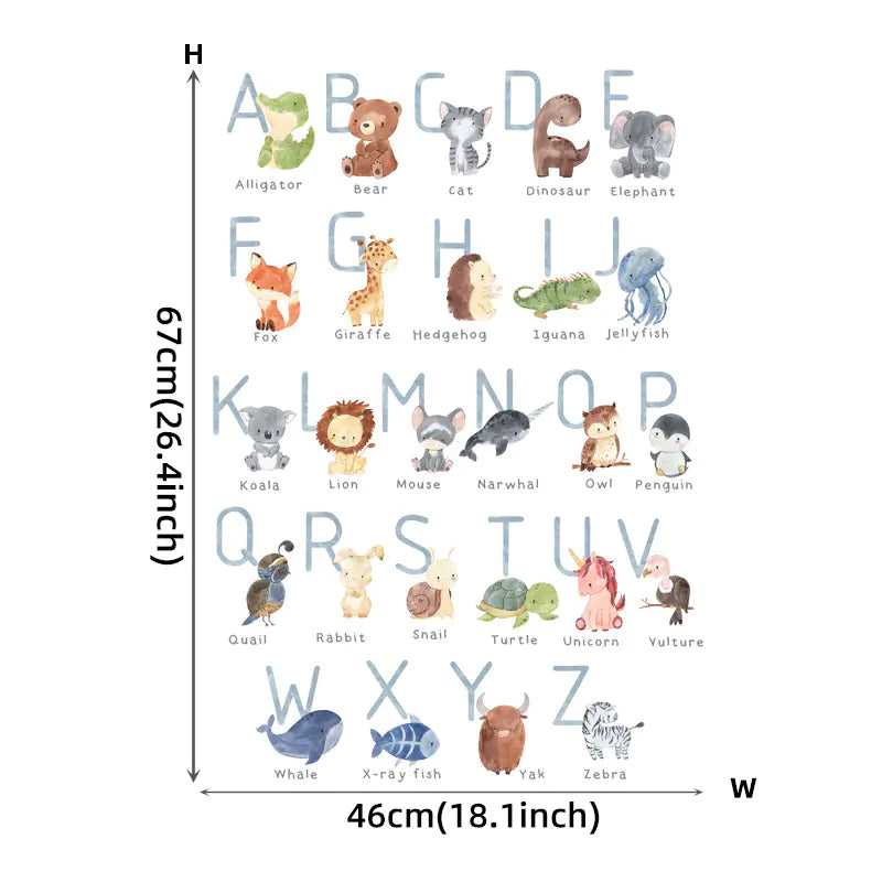 Animal Letter Wall Stickers for Kids' Nursery Decor