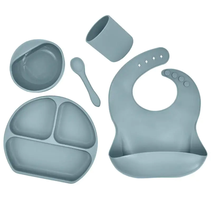Silicone Suction Bowl and Bib Set for Kids' Meals
