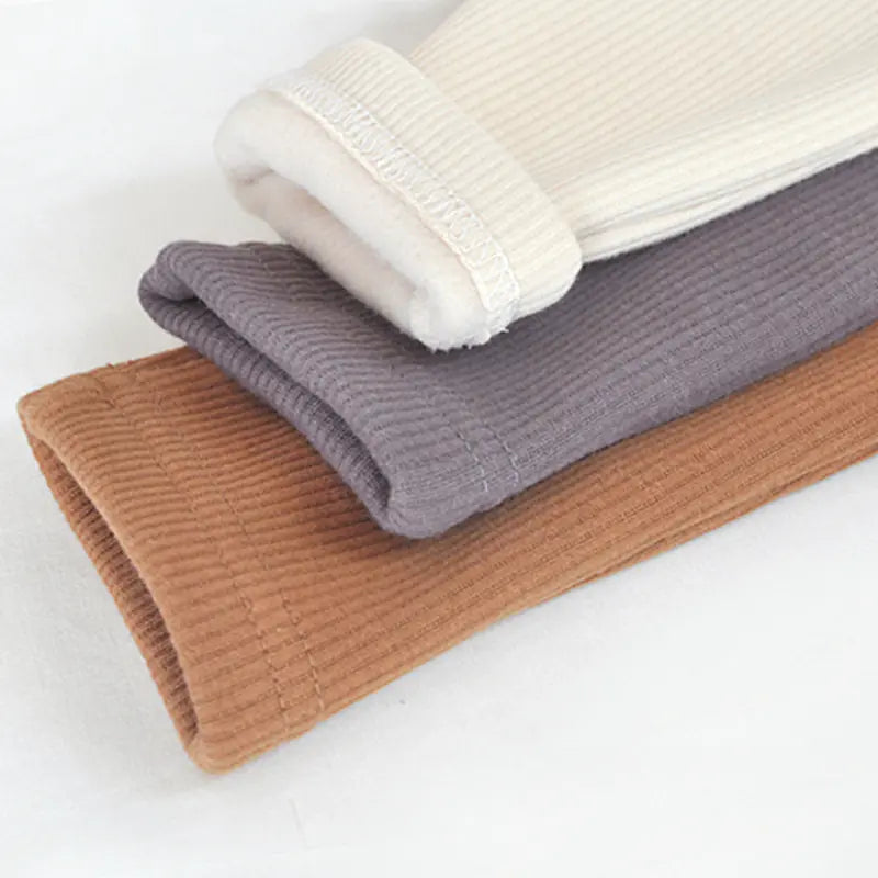 Thick Warm Velvet High Waist Pants for Baby Girls