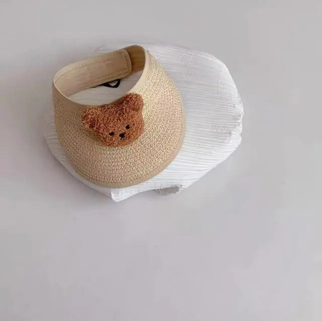 Cute Bear Summer Sun Hats for Kids (Unisex, Collapsible)