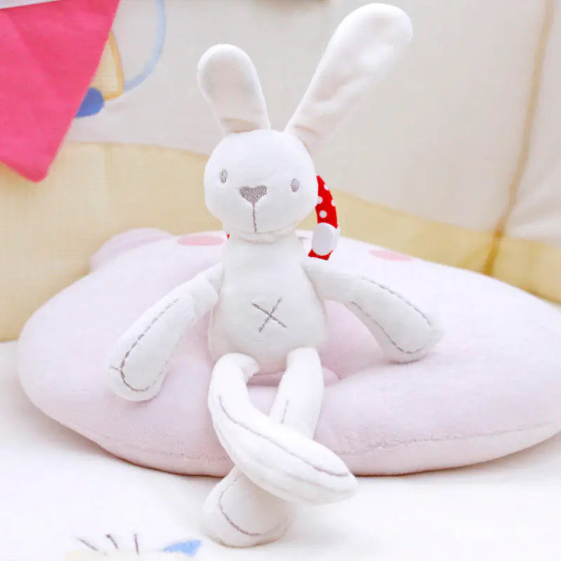 Baby Stroller Toy Plush Rabbit Bear with Rattle