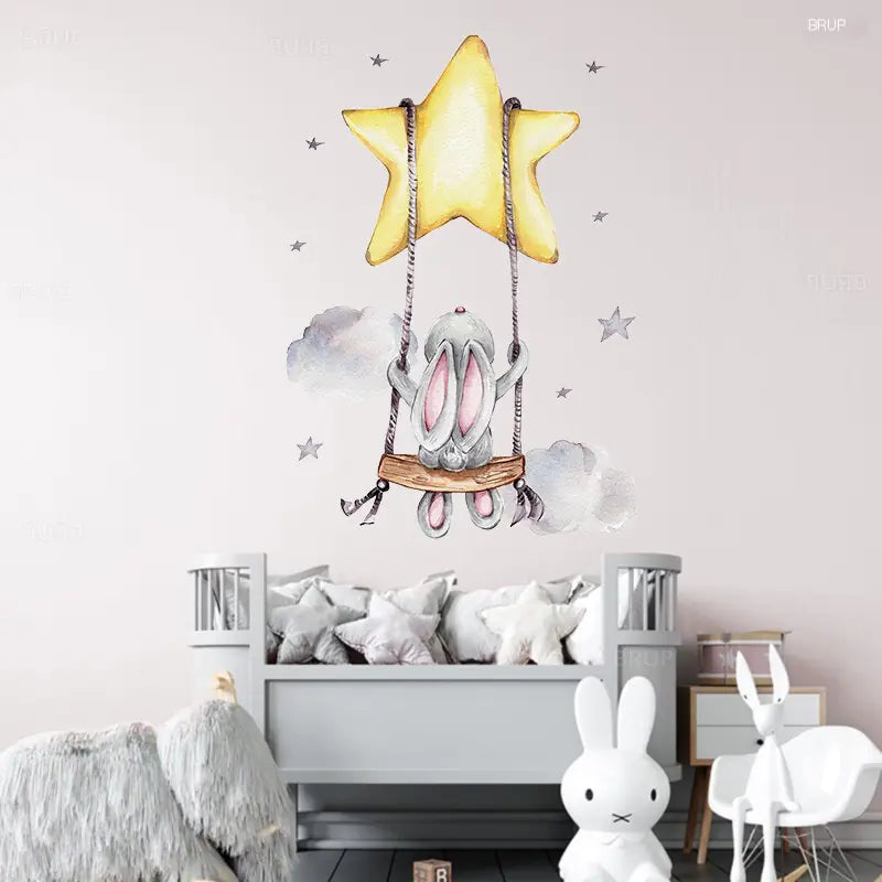 Bunny Nursery Wall Stickers - Cartoon Rabbit Decals