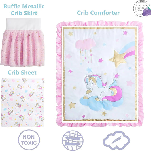 Kids' Cartoon Unicorn Mini Quilt Set with OEKO-100 Fabric