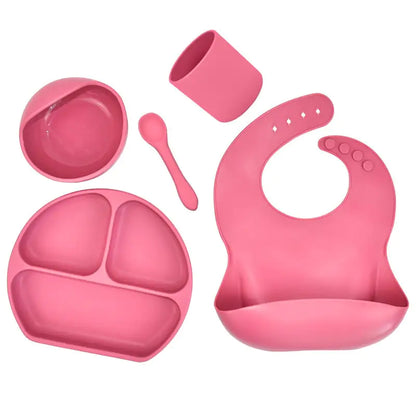 Silicone Suction Bowl and Bib Set for Kids' Meals