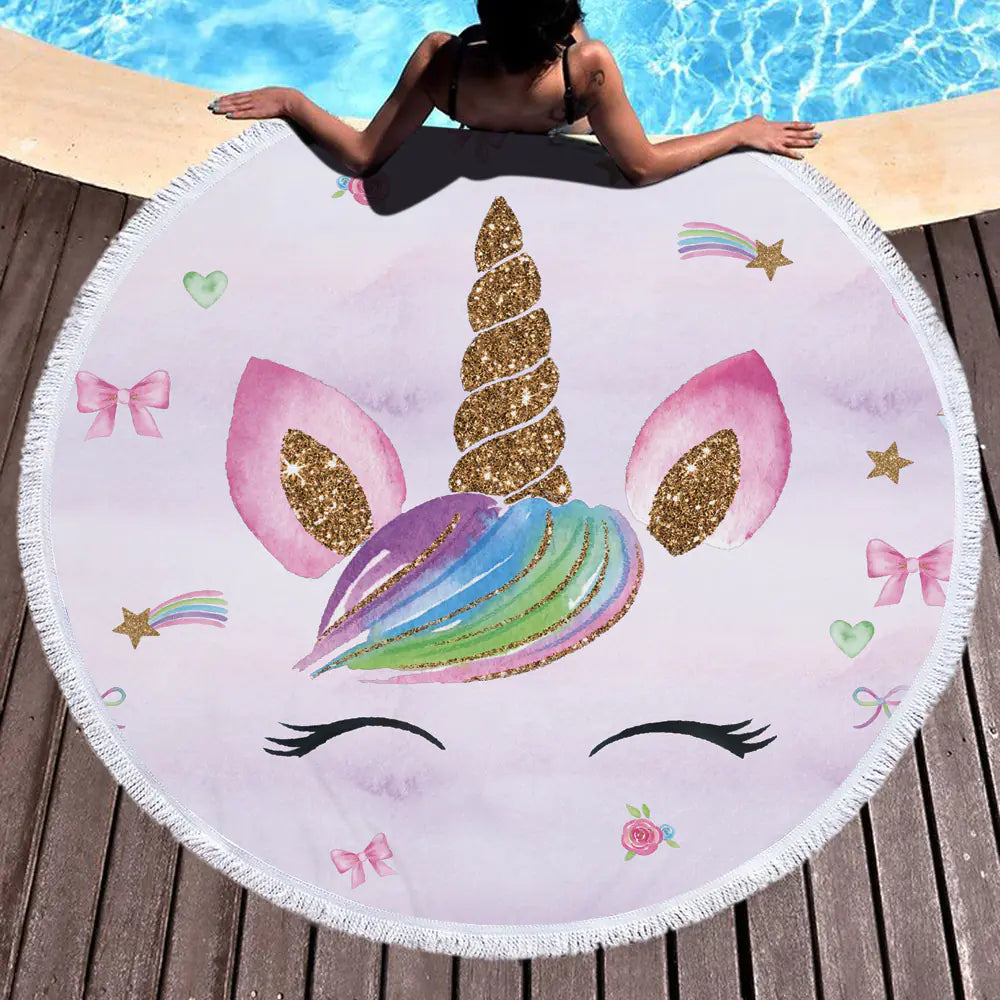 Unicorn Beach Towel, Bath Towel, Yoga Mat