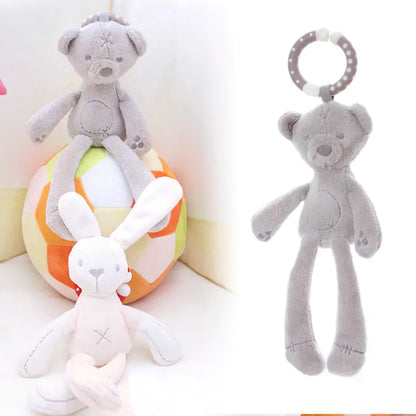 Baby Stroller Toy Plush Rabbit Bear with Rattle