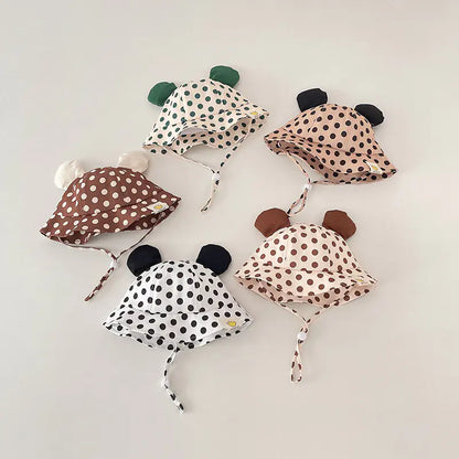 Cute Cartoon Dot Print Baby Bucket Hat for Summer