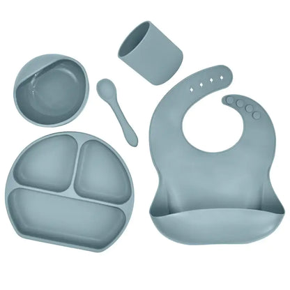 Silicone Suction Bowl and Bib Set for Kids' Meals