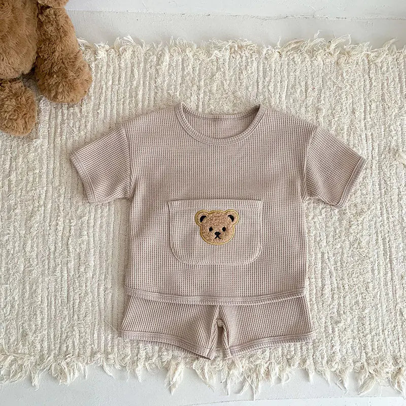 Waffle Bear Tee and Shorts Clothing Set