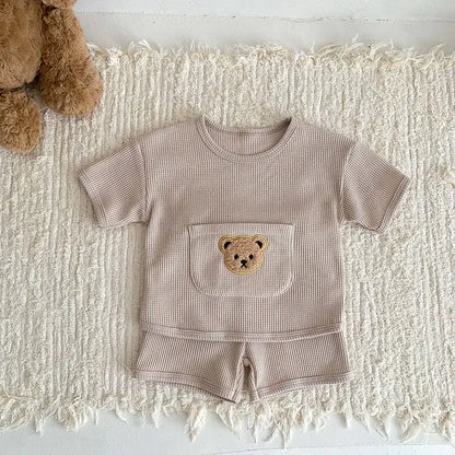 Waffle Bear Tee and Shorts Clothing Set