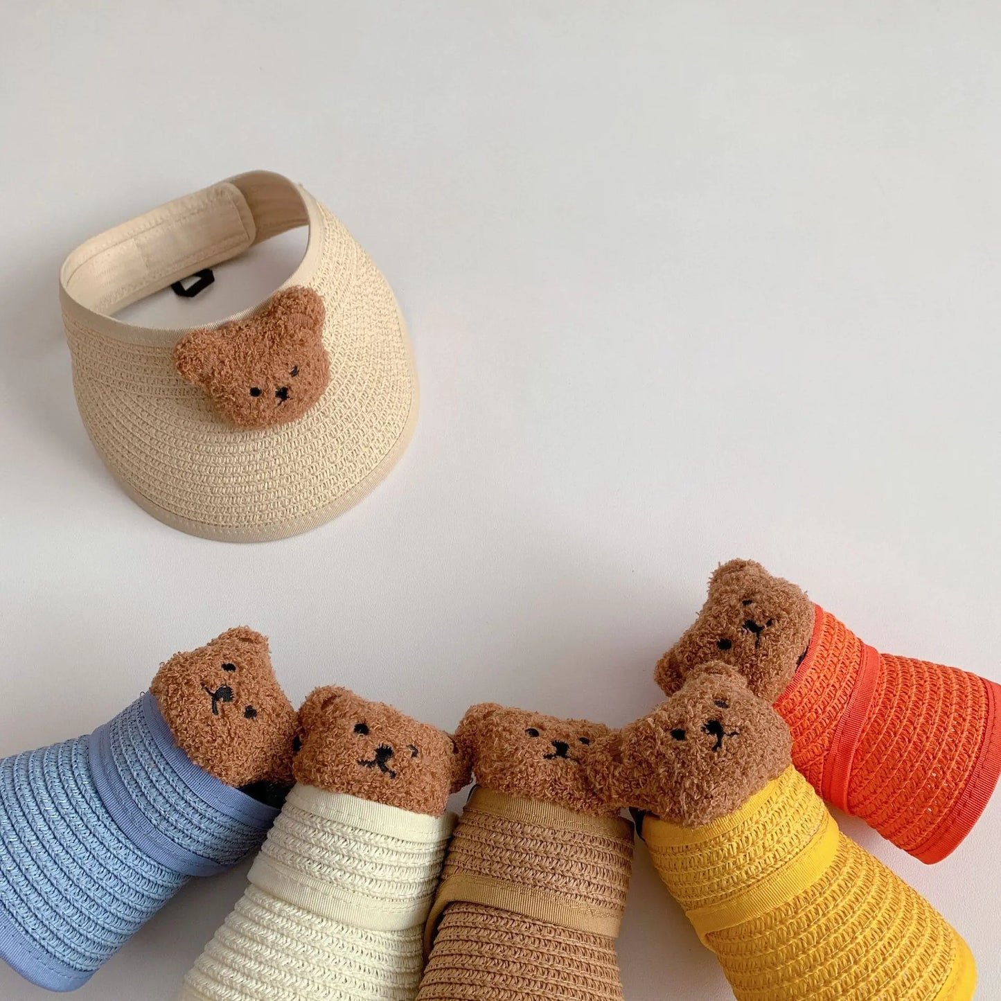 Cute Bear Summer Sun Hats for Kids (Unisex, Collapsible)