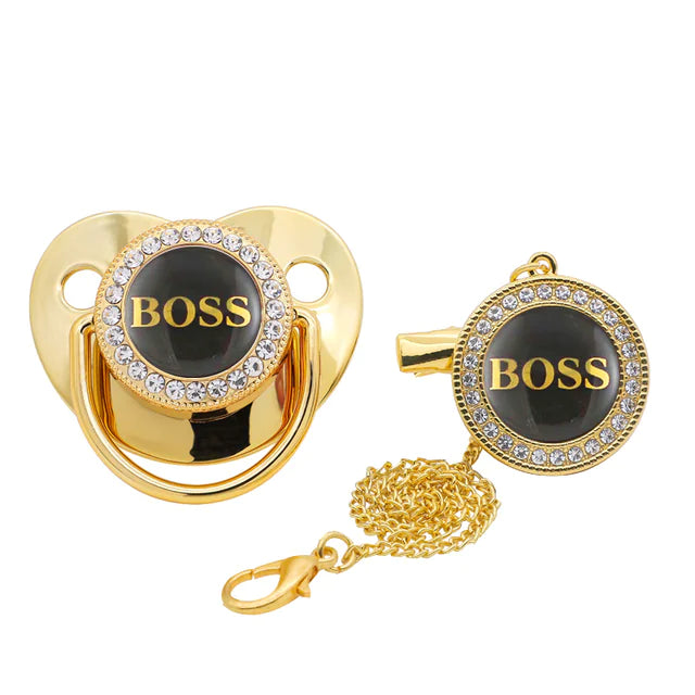 Luxury Alphabet Printed Silicone Baby Pacifier with Clip