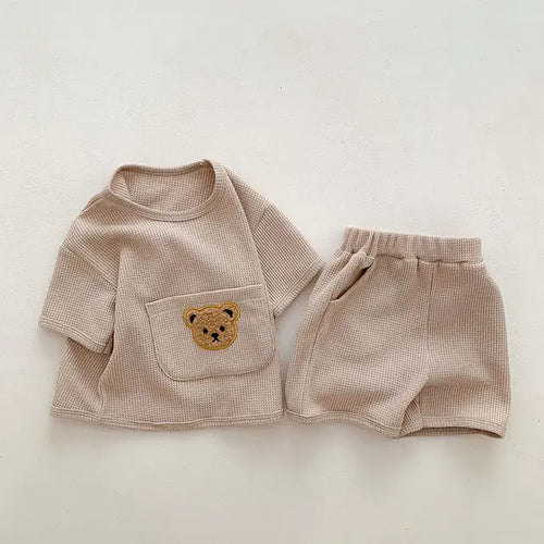 Waffle Bear Tee and Shorts Clothing Set