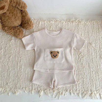 Waffle Bear Tee and Shorts Clothing Set
